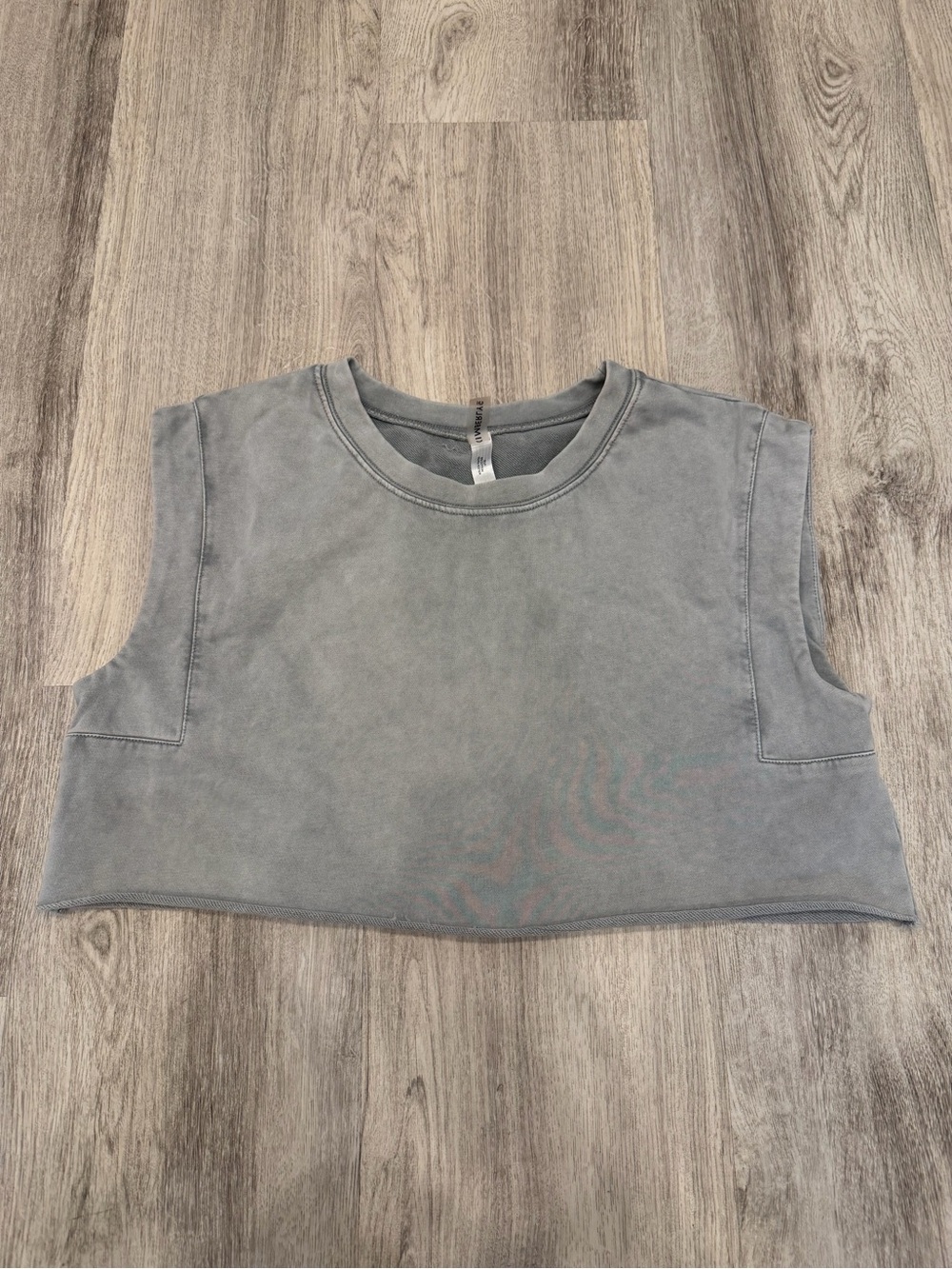Kimberly C Gray Washed Cropped Muscle Tank Top Small